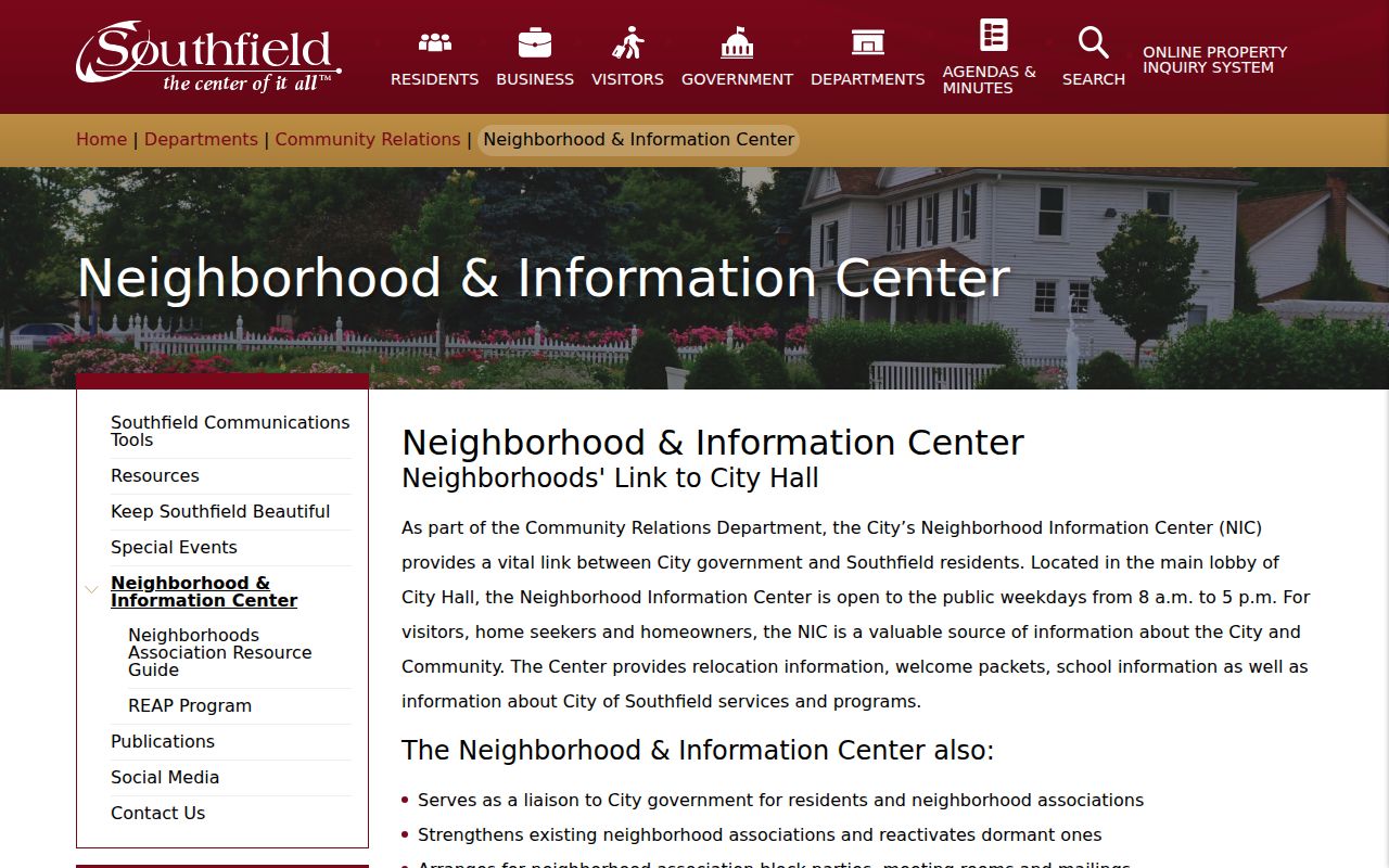 Southfield neighbors Neighborhood Information Center resource page